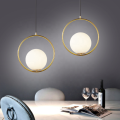 Modern  round glass chandelier gold color metal pendant lamp for home decoration